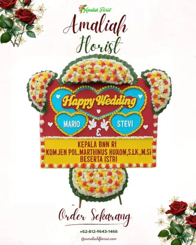 Karangan Papan Bunga Pernikahan di Ranulogong